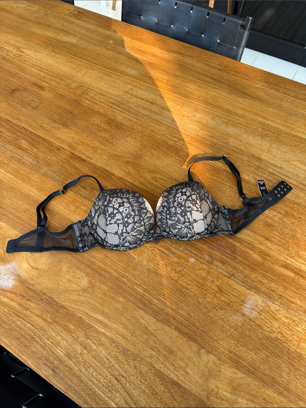 Victoria's Secret Black Lace Bra with Nude Lining